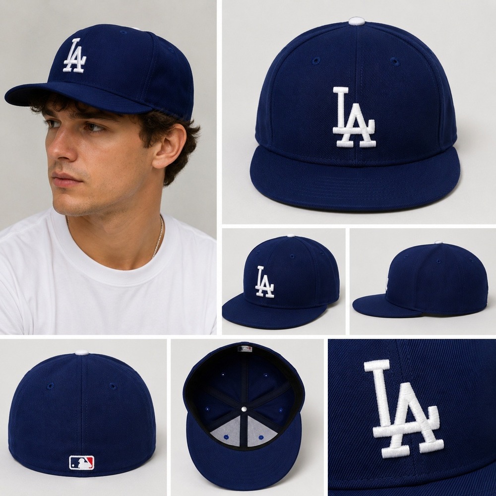 Los Angeles Dodgers Hat New Era 59FIFTY Fitted Hat Blue MLB Authentic Vintage 7
